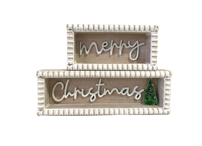 Christmas decorations 'Merry Christmas' Wooden Decorations Set