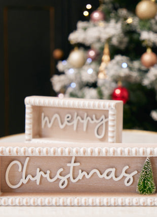 JX6173 | christmas decorations 'Merry Christmas' Wooden Decorations Set | 29.6x4.3x10cm