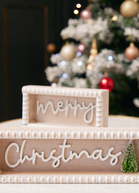 JX6173 | christmas decorations 'Merry Christmas' Wooden Decorations Set | 29.6x4.3x10cm