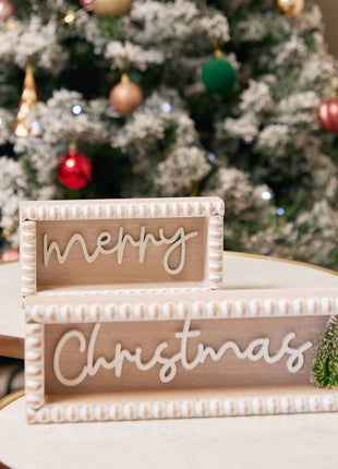 JX6173 | christmas decorations 'Merry Christmas' Wooden Decorations Set | 29.6x4.3x10cm