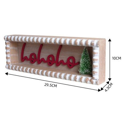 'HoHoHo' Christmas Wooden Decorations - Horizontal Rectangular Sign