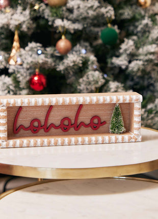 JX6174 | christmas decorations 'HoHoHo' Christmas Wooden Decorations - Horizontal Rectangular Sign | 29.5x4.3x10cm