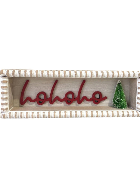 JX6174 | christmas decorations 'HoHoHo' Christmas Wooden Decorations - Horizontal Rectangular Sign | 29.5x4.3x10cm