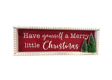' Have Yourself a Merry Little Christmas' Wooden Decorations with Red Background