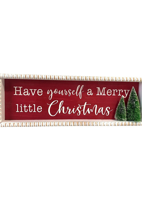JX6177 | 'christmas decorations Have Yourself a Merry Little Christmas' Wooden Decorations with Red Background | 59.6x4.3x20cm