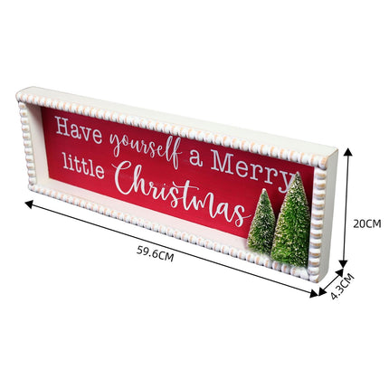 ' Have Yourself a Merry Little Christmas' Wooden Decorations with Red Background