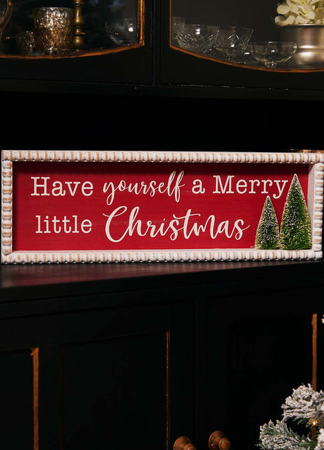 JX6177 | 'christmas decorations Have Yourself a Merry Little Christmas' Wooden Decorations with Red Background | 59.6x4.3x20cm