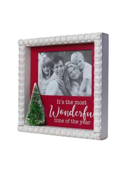 JX6183 |  Wooden Photo Frames for Living Room - 'It's the Most Wonderful Time of the Year' - Home Decor | 24x4.3x24cm