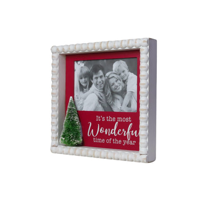 JX6183 |  Wooden Photo Frames for Living Room - 'It's the Most Wonderful Time of the Year' - Home Decor | 24x4.3x24cm