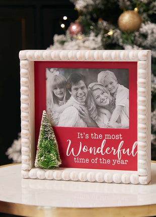 JX6183 |  Wooden Photo Frames for Living Room - 'It's the Most Wonderful Time of the Year' - Home Decor | 24x4.3x24cm