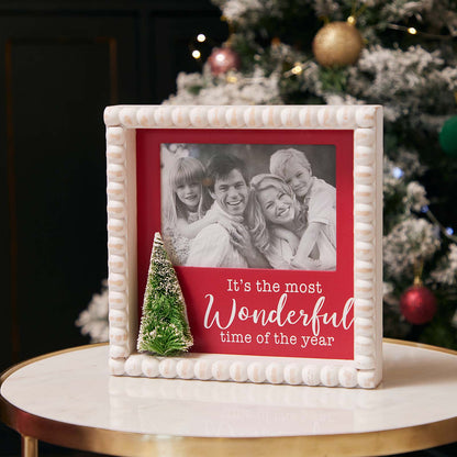 JX6183 |  Wooden Photo Frames for Living Room - 'It's the Most Wonderful Time of the Year' - Home Decor | 24x4.3x24cm