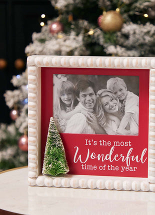 JX6183 |  Wooden Photo Frames for Living Room - 'It's the Most Wonderful Time of the Year' - Home Decor | 24x4.3x24cm
