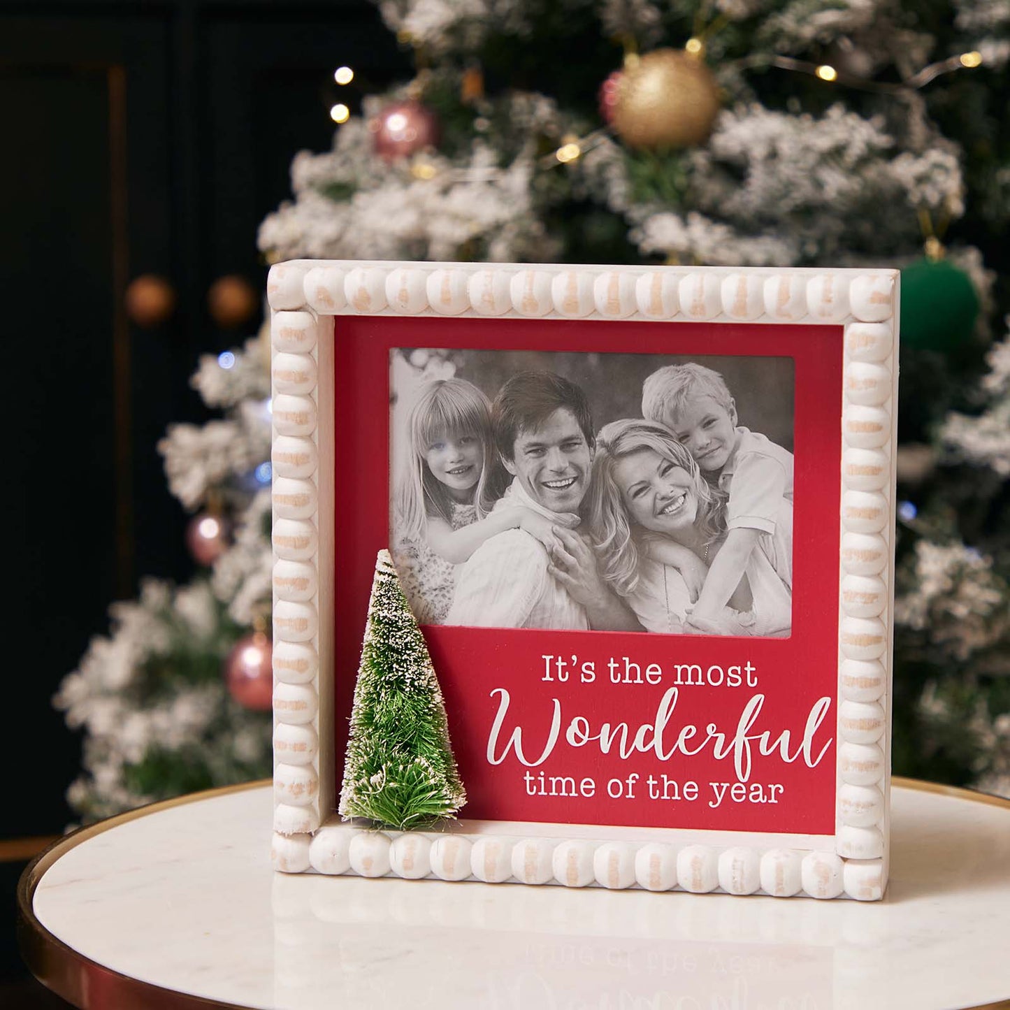 JX6183 |  Wooden Photo Frames for Living Room - 'It's the Most Wonderful Time of the Year' - Home Decor | 24x4.3x24cm