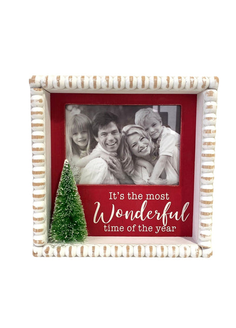 JX6183 |  Wooden Photo Frames for Living Room - 'It's the Most Wonderful Time of the Year' - Home Decor | 24x4.3x24cm