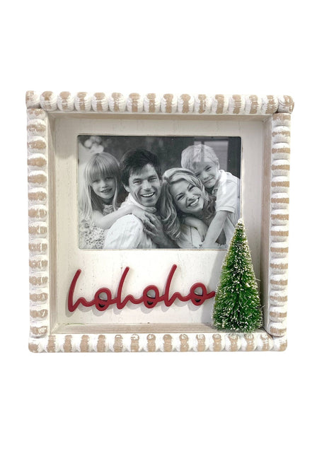 JX6184 | christmas decorations Wooden Christmas Photo Frame - 'HoHoHo' - Festive Holiday Decor | 24x4.3x24cm