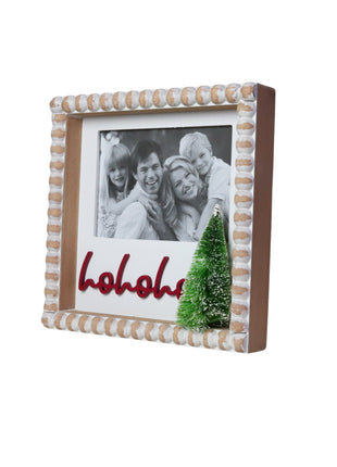 JX6184 | christmas decorations Wooden Christmas Photo Frame - 'HoHoHo' - Festive Holiday Decor | 24x4.3x24cm