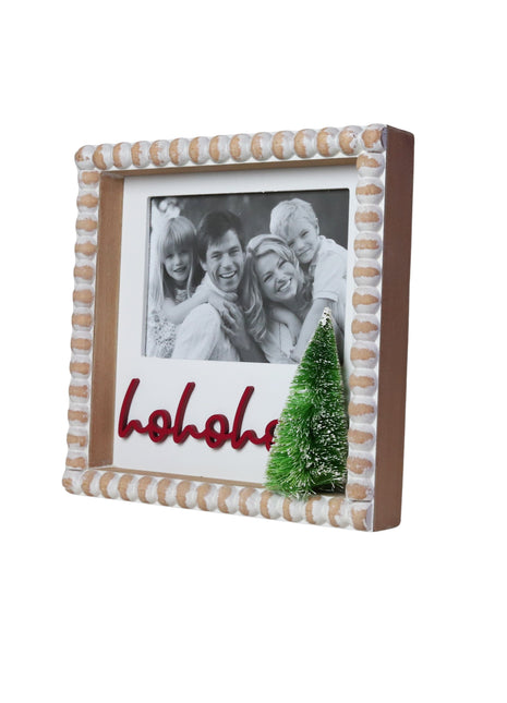 JX6184 | christmas decorations Wooden Christmas Photo Frame - 'HoHoHo' - Festive Holiday Decor | 24x4.3x24cm
