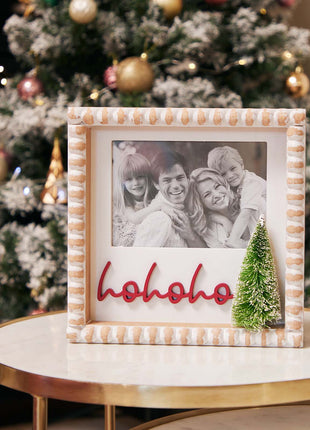 JX6184 | christmas decorations Wooden Christmas Photo Frame - 'HoHoHo' - Festive Holiday Decor | 24x4.3x24cm