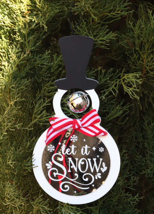 JX6187 |christmas decorations  'Let it Snow' Christmas Glass candy cane stripe Snowman | 11.5x0.5x18.5cm