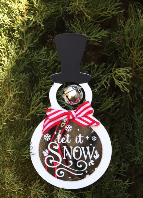 JX6187 |christmas decorations  'Let it Snow' Christmas Glass candy cane stripe Snowman | 11.5x0.5x18.5cm