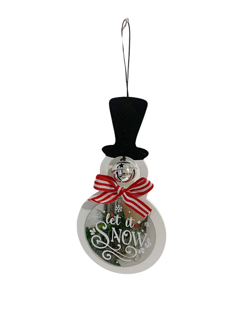 JX6187 |christmas decorations  'Let it Snow' Christmas Glass candy cane stripe Snowman | 11.5x0.5x18.5cm
