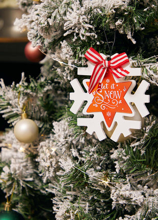 JX6189 | christmas decorations Let it Snow' Snowflake Shaped Christmas Tree Ornaments - Festive Holiday Decor | 11x0.5x11cm