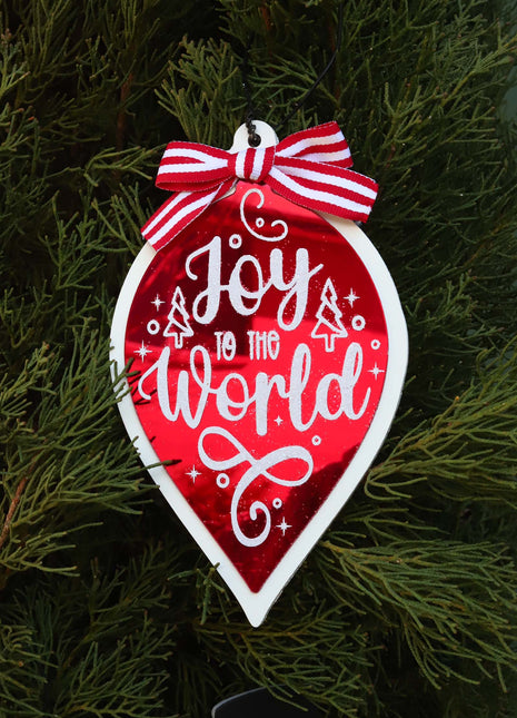 JX6191 | christmas decorations 'Merry Christmas' Leaf-Shape Christmas Decorations with Bow - Festive Holiday Decor | 9.6x0.5x16cm