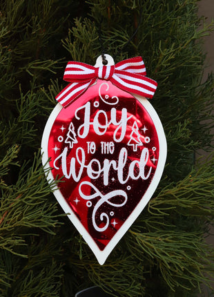 JX6191 | christmas decorations 'Merry Christmas' Leaf-Shape Christmas Decorations with Bow - Festive Holiday Decor | 9.6x0.5x16cm