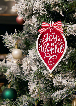 JX6191 | christmas decorations 'Merry Christmas' Leaf-Shape Christmas Decorations with Bow - Festive Holiday Decor | 9.6x0.5x16cm