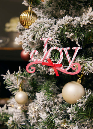 JX6194 |christmas decorations  "Joy" Red Christmas Tree Ornament Christmas Decorations | 13.x2x10cm