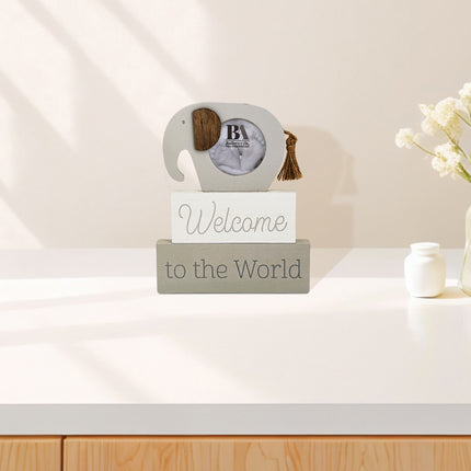 Wooden Elephant-Shaped Baby Photo Frame - Adorable Home Decor for Baby Memories