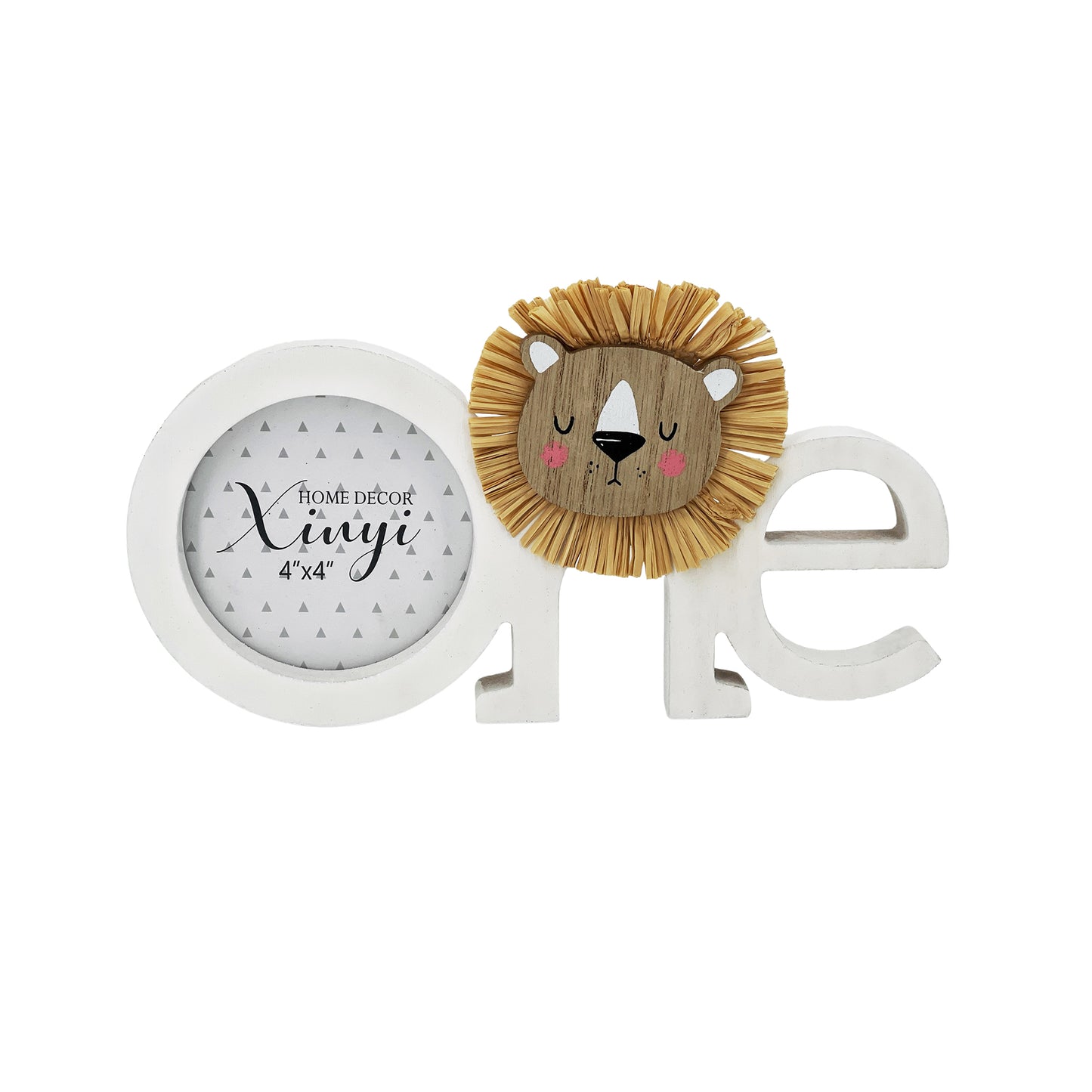 JX6202 | "ONE" Shape Lion-themed First Birthday Photo Frame