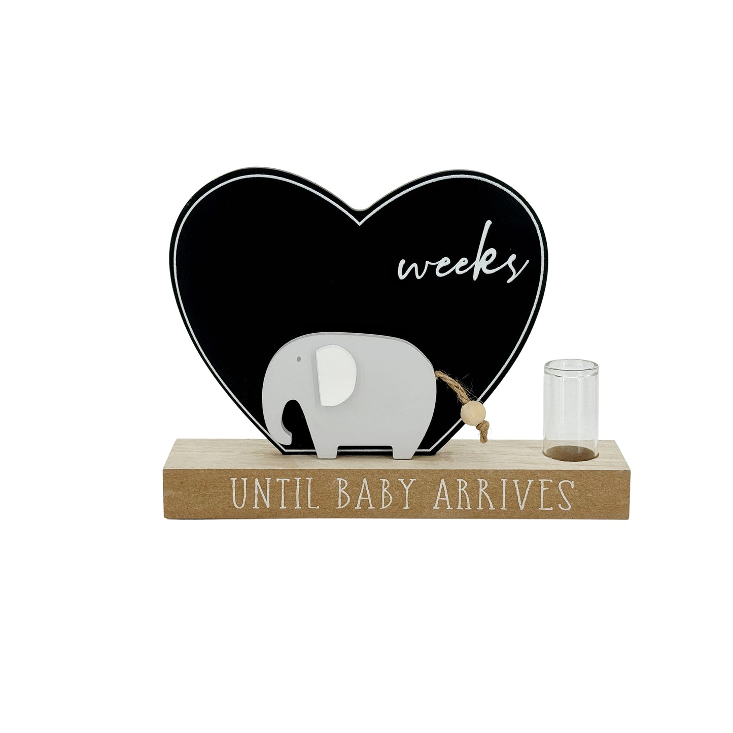 JX6207 | Heart-Shaped Countdown Chalkboard with Elephant Decor | 18x4x13cm