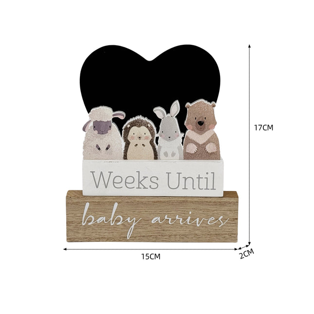 Wooden Heart-Shaped Pregnancy Countdown Decor