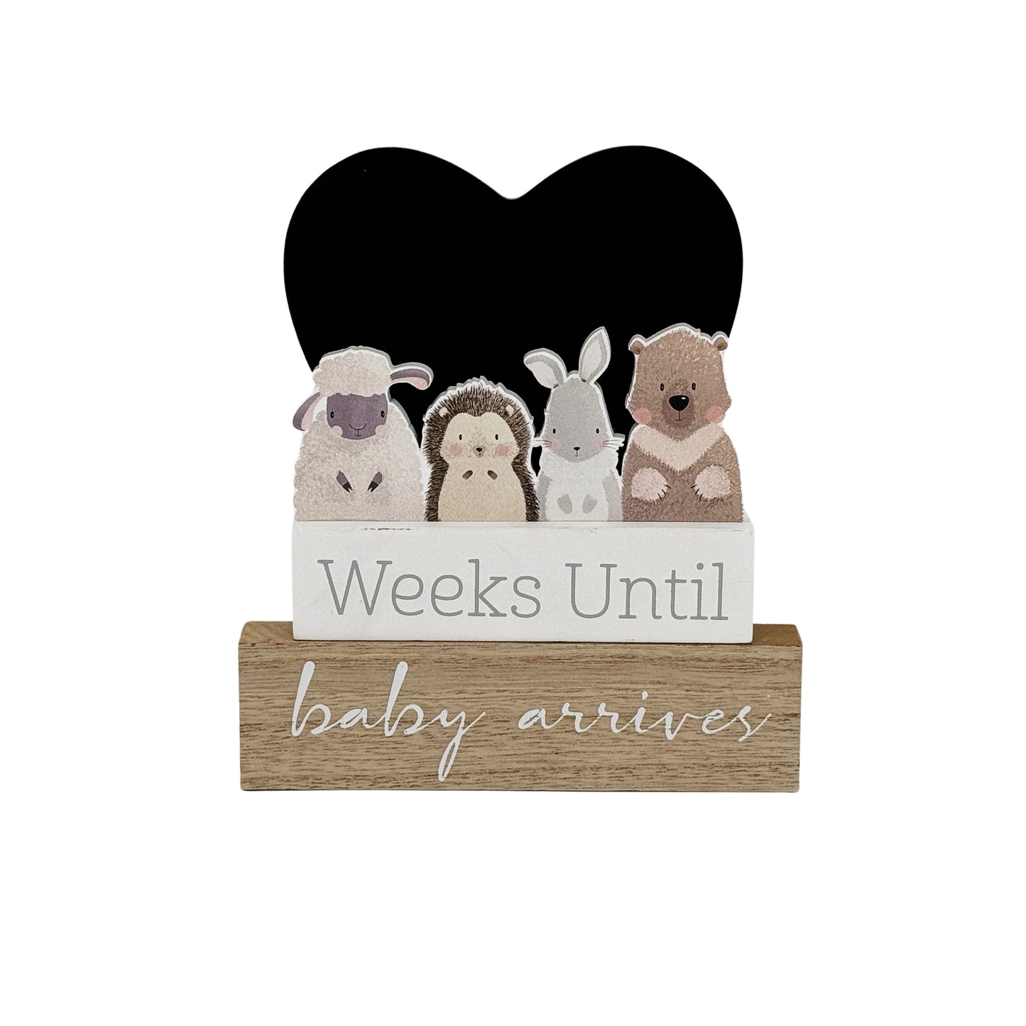 JX6208 | Heart-Shaped Countdown Chalkboard with Adorable Animal Quartet | 15x2x17cm