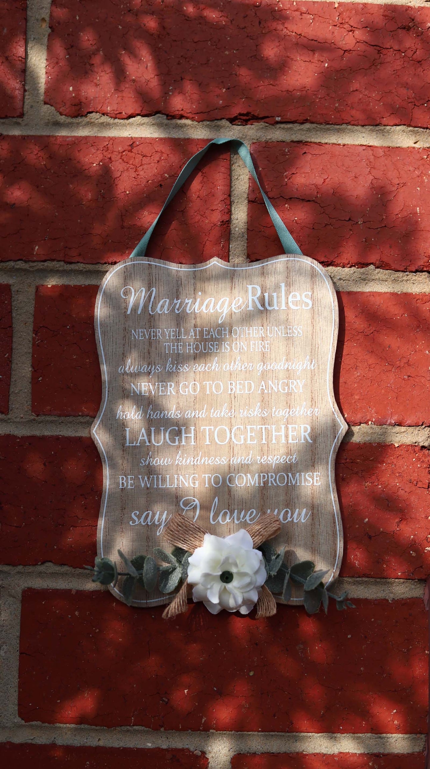 JX6230 | Elegant "Marriage Rules" Wooden Wall Sign | 15X3X20cm