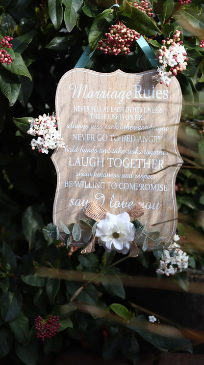 JX6230 | Elegant "Marriage Rules" Wooden Wall Sign | 15X3X20cm