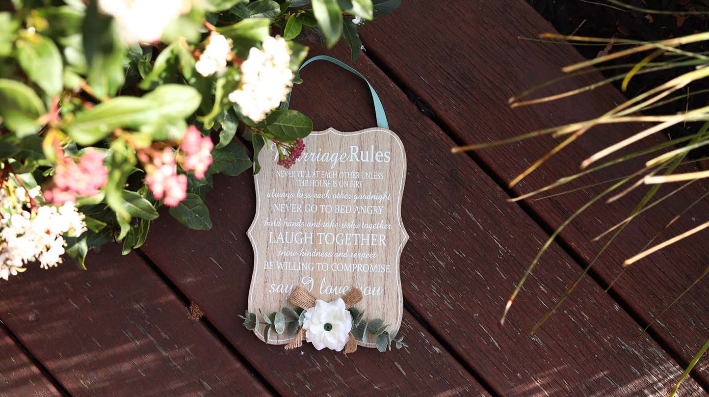 JX6230 | Elegant "Marriage Rules" Wooden Wall Sign | 15X3X20cm