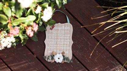 JX6230 | Elegant "Marriage Rules" Wooden Wall Sign | 15X3X20cm