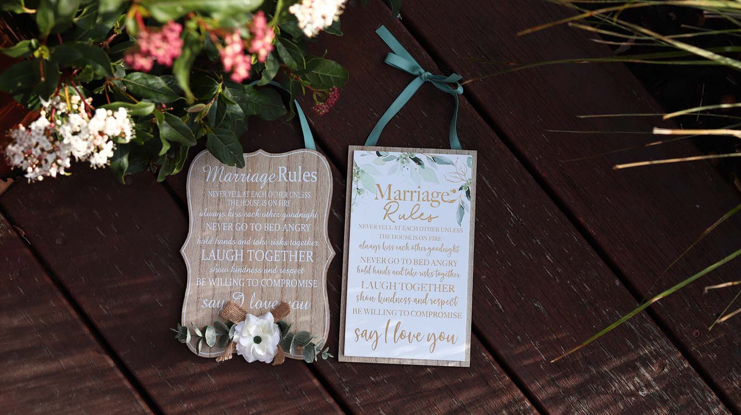 JX6230 | Elegant "Marriage Rules" Wooden Wall Sign | 15X3X20cm