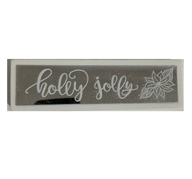 JX6244 | Holly Jolly Glass tabetop sign 15x4.5x1.8cm