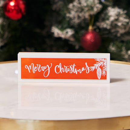 MERRY CHRISTMAS GLASS TABLETOP SIGN