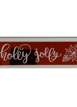 JX6246 | JX6246 |Holly Jolly red Glass tabletop sign | 15x4.5x1.8cm