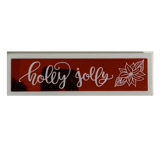 JX6246 | JX6246 |Holly Jolly red Glass tabetop sign