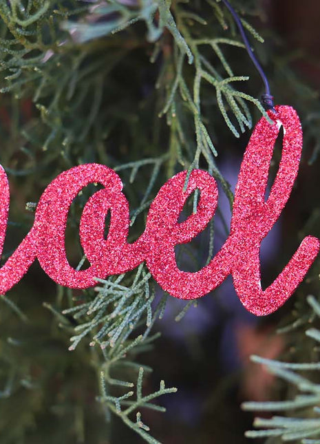 JX6304 |christmas decorations  red glitter tin Noel Ornament | 14x5cm