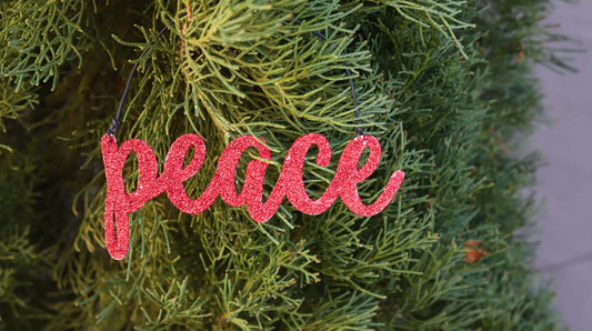 JX6301 | red glitter tin Peace Ornament