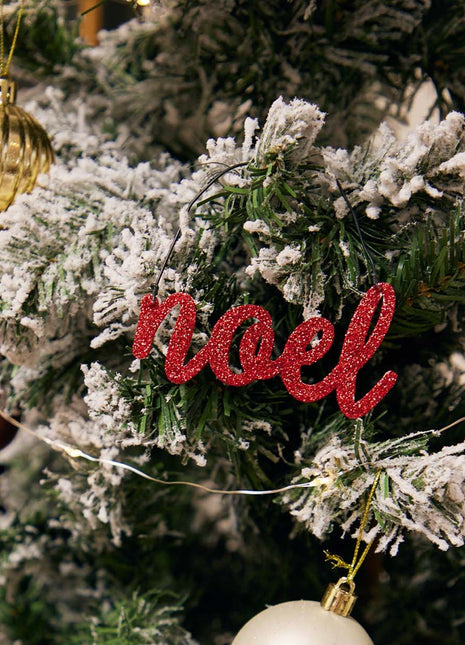 JX6304 |christmas decorations  red glitter tin Noel Ornament | 14x5cm