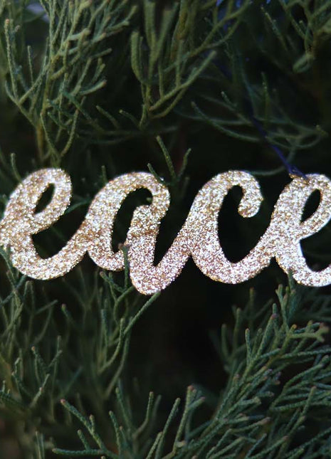 JX6307 |christmas decorations  golden glitter tin Peace Ornament | 14x5cm