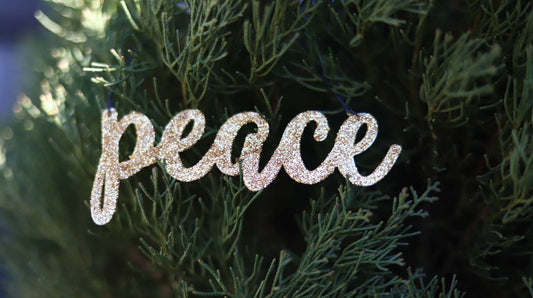 JX6307 | golden glitter tin Peace Ornament