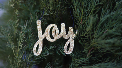 JX6309 | golden glitter tin Joy Ornament